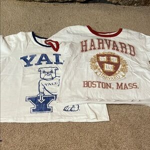 Harvard women’s White and Red Harvard crop Tee - Yale crop tee